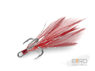 Trojháčik Delphin B!RD Hook TRIPLE / 3ks červené perie #8