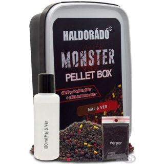 Pelety HALDORÁDÓ MONSTER Pellet Box - Pečeň-Krv 400g + 10ml
