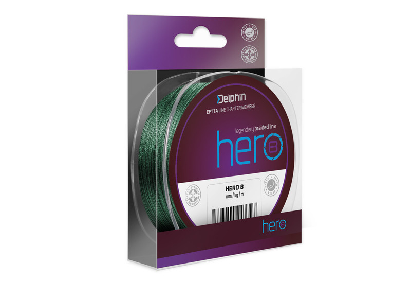 Šnúra Delphin HERO 8 / zelená 0,50mm 36,40kg 300m