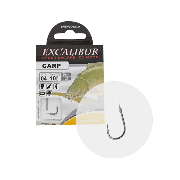 Naviazaný háčik EXCALIBUR Carp Classic BN č.8 10ks/bal.