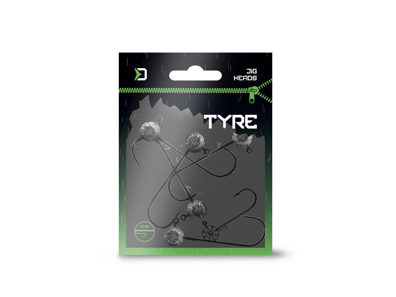 Jigová hlava s držiakom Delphin TYRE / 3ks 15g-8/0
