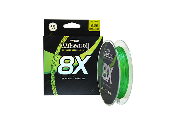 Šnúra Wizard 8X Lime Green 0,22mm	19,19kg	135m