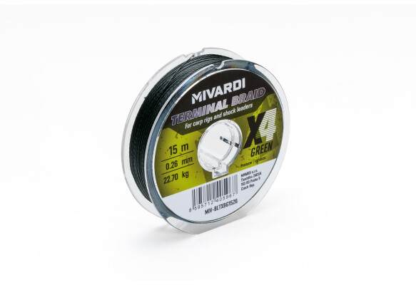 Šnúra MIVARDI Terminal X4 braid 0.20mm 17,25kg 15m - green