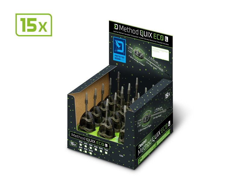 Krmítko bez olova Delphin Method QUIX ECO L / 80g 15ks
