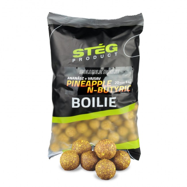 Stég Krmné rozpustné boilies Ananás-N-Butyric1kg 20mm