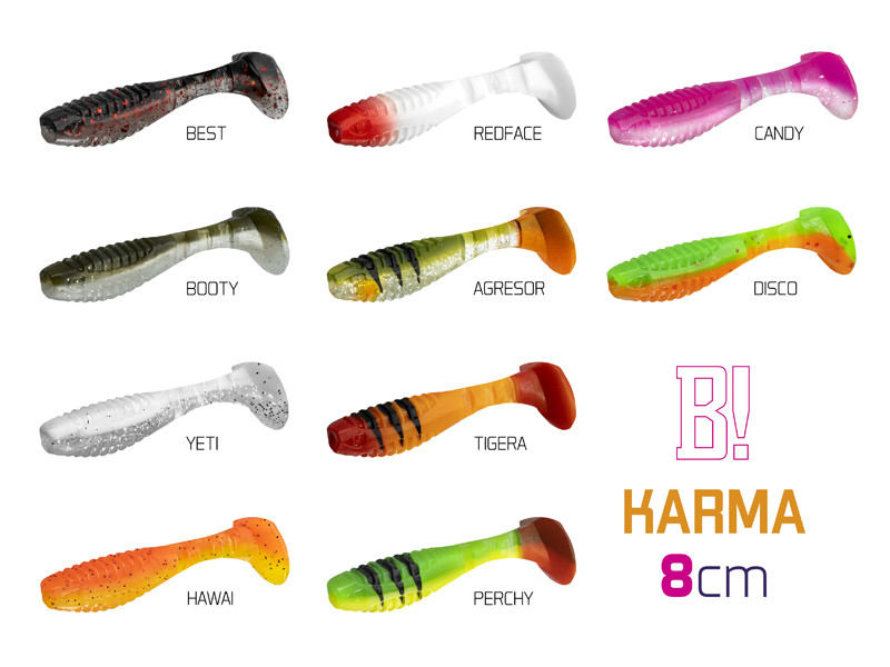 Top mix nástrah Delphin KARMA UVs / 5ks 8cm / Perchy+Redface+Candy+Hawai+Best