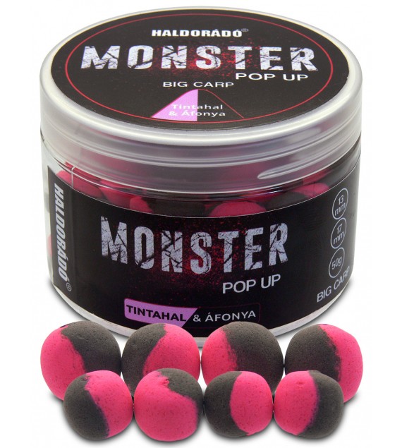 Boilies Haldorádó MONSTER Pop Up Big Carp 13, 17 mm - Kalamáre-čučoriedka