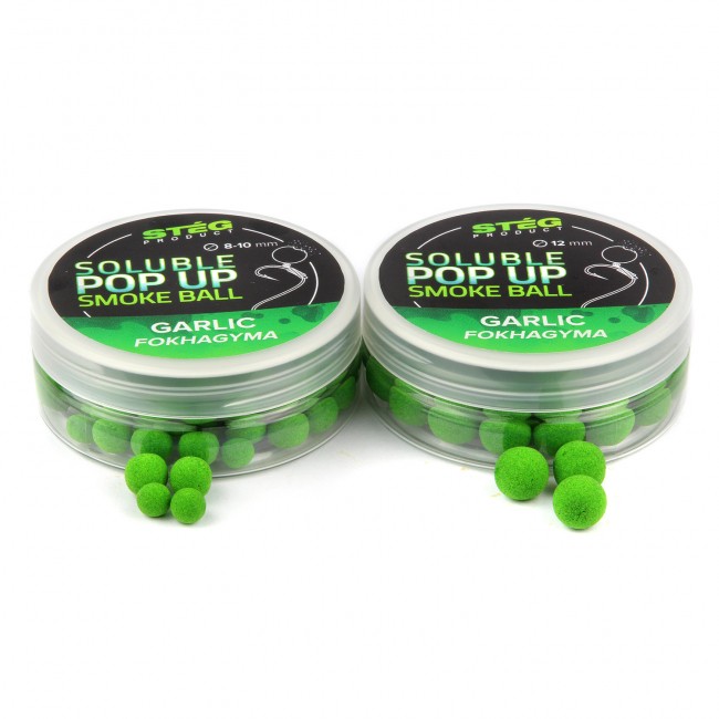 Boilies STÉG PRODUCT Soluble POP UP Smoke Ball Garlic-Almond 12mm