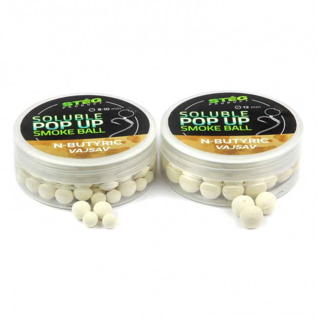 Boilies STÉG PRODUCT Soluble POP UP Smoke Ball Kyselina maslová 8-10mm 20g