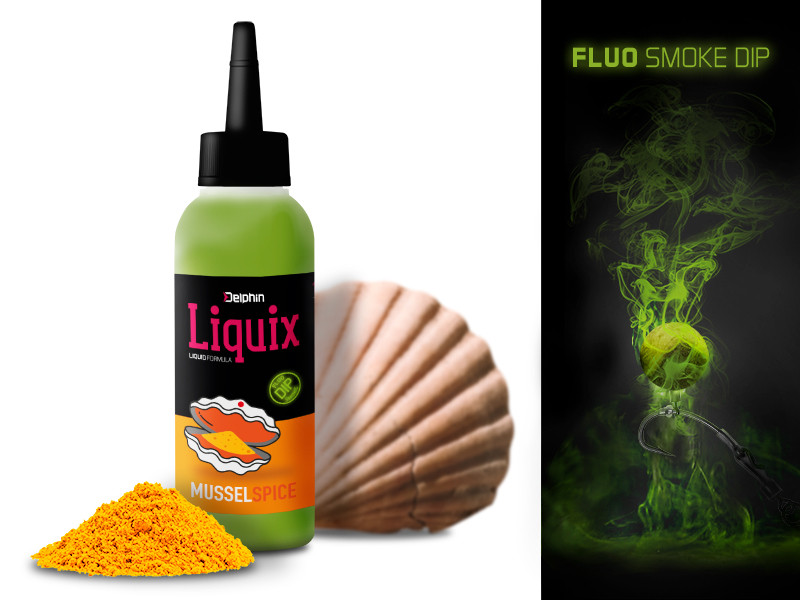 Fluo dip DELPHIN D SNAX LiquiX /100ml Mušľa-Korenie
