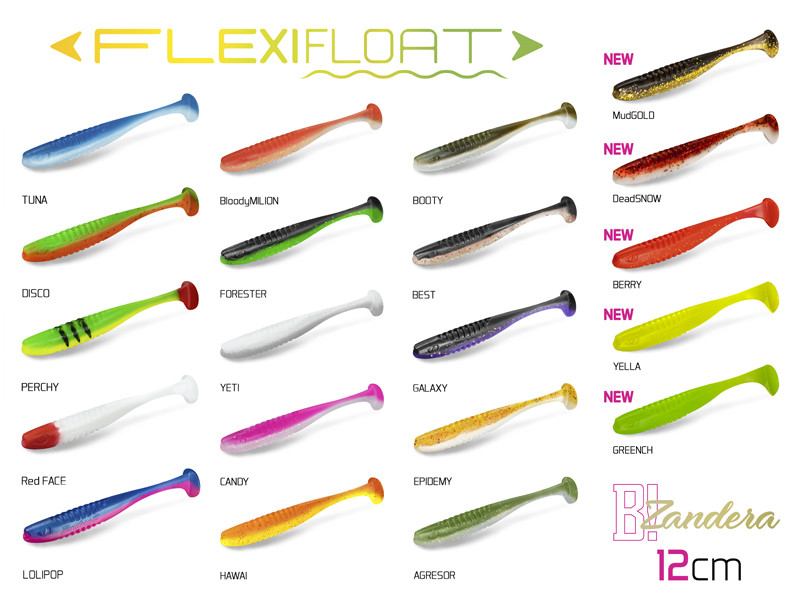 Umelá nástraha Top mix nástrah Delphin ZANDERA FlexiFLOAT UVs / 5ks 12cm/ Yeti + Booty + Candy + Perchy + Forester