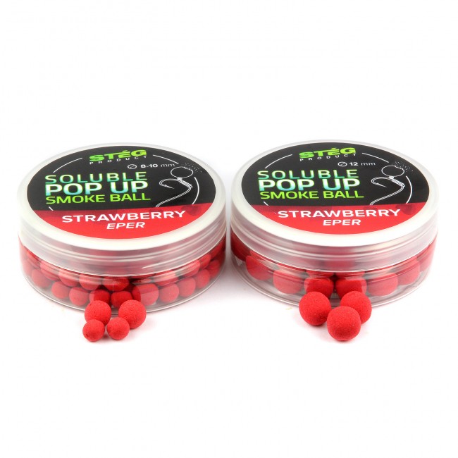 Boilies STÉG PRODUCT Soluble POP UP Smoke Ball Jahoda 12mm