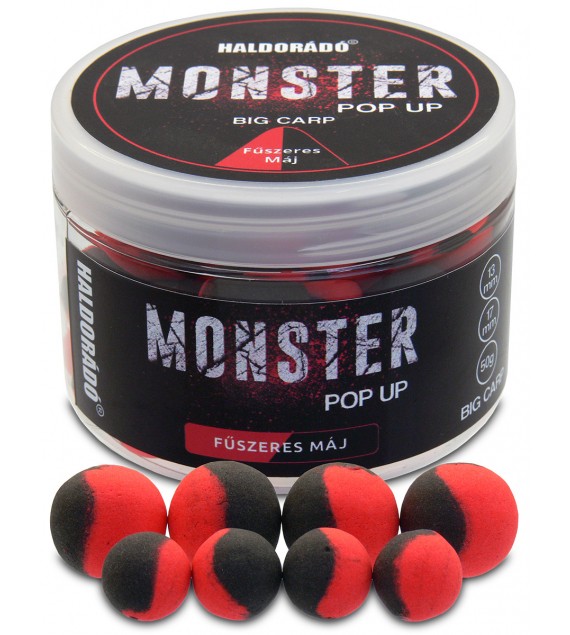 Boilies Haldorádó MONSTER Pop Up Big Carp 13, 17 mm - Korenistá pečeň