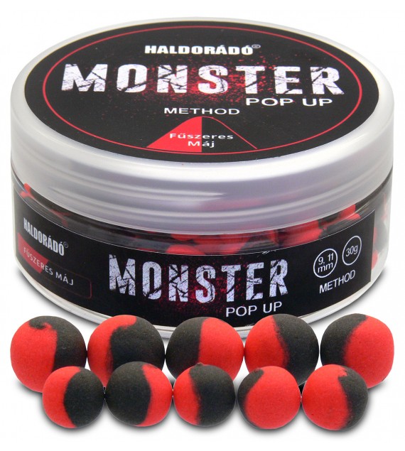 Boilies Haldorádó MONSTER Pop Up Method 9, 11 mm - Korenistá pečeň