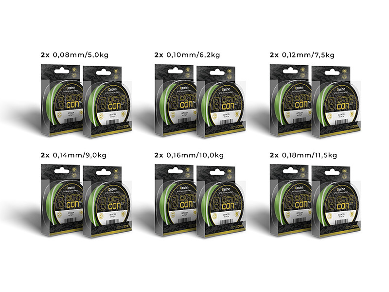 Limitovaný SET šnúr Delphin OctaCON / fluo zelený 12ks