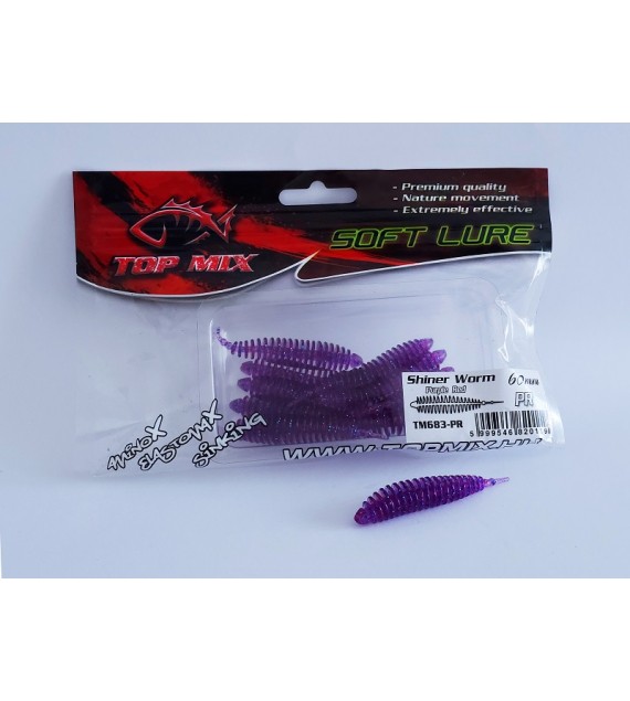 Top Mix Shiner Worm Purple Red 60 mm