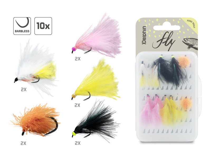 Sada umelých mušiek Delphin FLY / 10ks Pond trout
