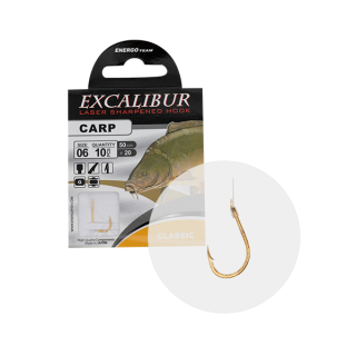 Naviazaný háčik EXCALIBUR Carp Classic Gold č.14 10ks/bal.