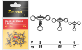 Delphin Cross-line rolling T swivel / 10 ks #4 /23kg