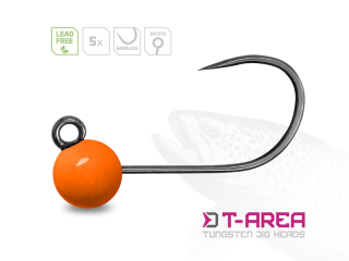 Volfrámový jig Delphin T-AREA BL / 5ks fluo oranžový/5,5mm/1,5g/#4