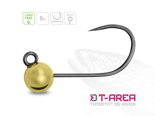 Volfrámový jig Delphin T-AREA BL / 5ks zlatý /4,6mm/0,9g/#6