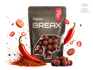 Boilies Delphin BreaX /HotHELL 300g 20mm Robin Red - Chilli - Frankfurtská klobása