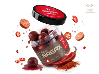 Boilies v dipe Delphin BreaX /Hot Hell 200ml 24mm Robin Red-Chilli-Frankfurtská klobása
