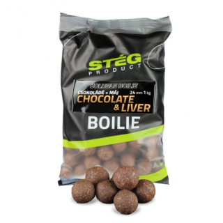 Stég Krmné rozpustné boilies Pečeň-čokoláda 1kg 24mm