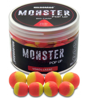 Boilies Haldorádó MONSTER Pop Up Big Carp 13, 17 mm - Červený losos