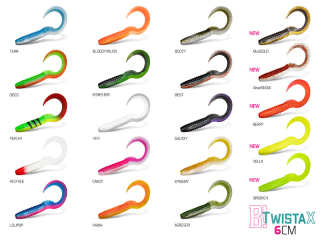 Umelá nástraha Delphin Top mix nástrah Delphin TwistaX Eeltail UVs / 5ks 6cm/Perchy + Candy + Booty + Redface + Firedot