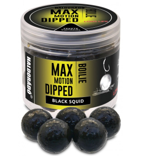 Dipované boilies HALDORÁDÓ MAX MOTION Boilie Dipped - Black squid 20mm