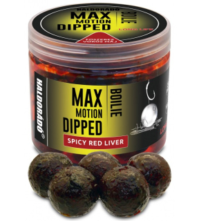 Dipované boilies HALDORÁDÓ MAX MOTION Boilie Dipped - Korenistá červená pečeň 20mm