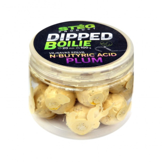 Boilies Stég Dipped boilie 100g 20mm N-Butyric Acid-Plum
