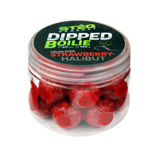 Dipované boilies Stég Strawberry-Halibut 20mm 100g